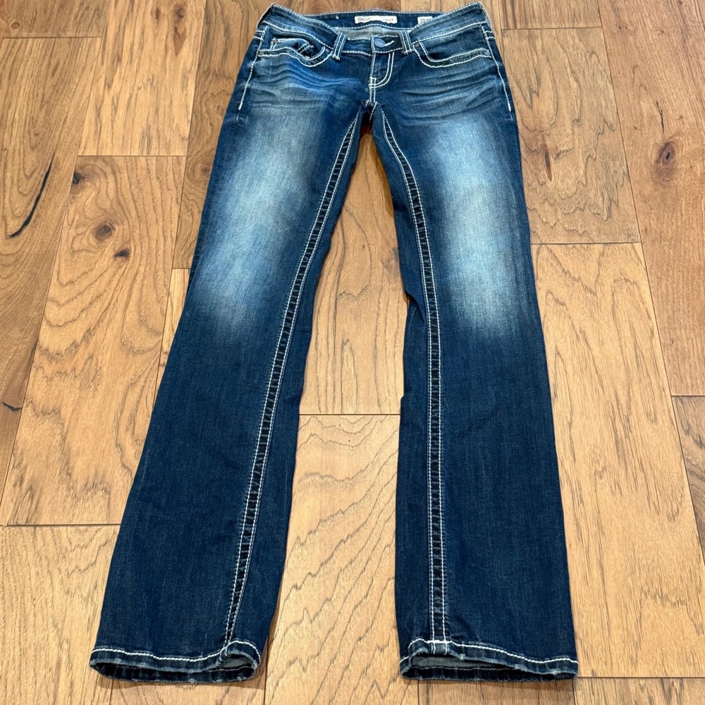 BKE Stella Slim Bootcut Jeans Dark Wash Contrast Stitch 25XL BMM1703X